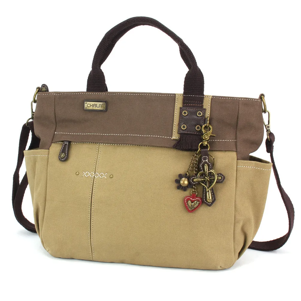 Multi Pocket Tote - Metal Charming Cross