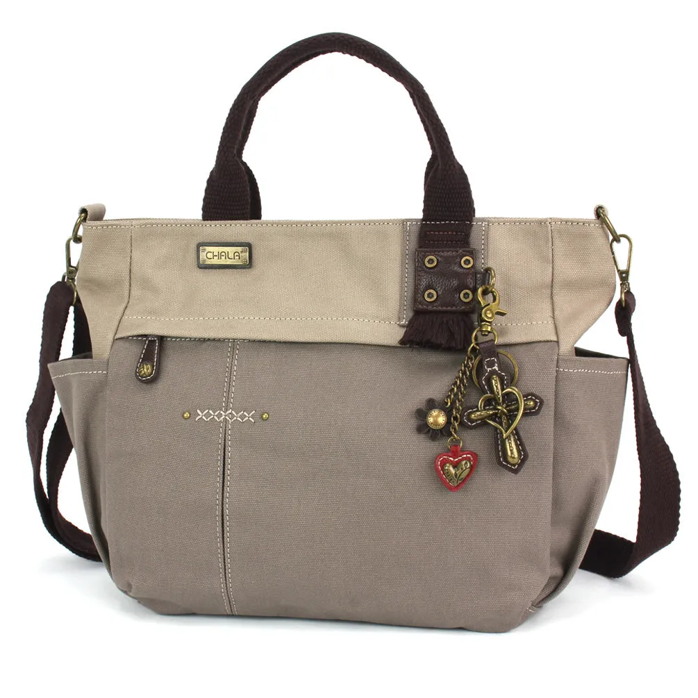 Multi Pocket Tote - Metal Charming Cross