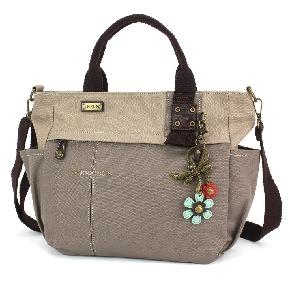 Multi Pocket Tote - Metal Charming Dragonfly