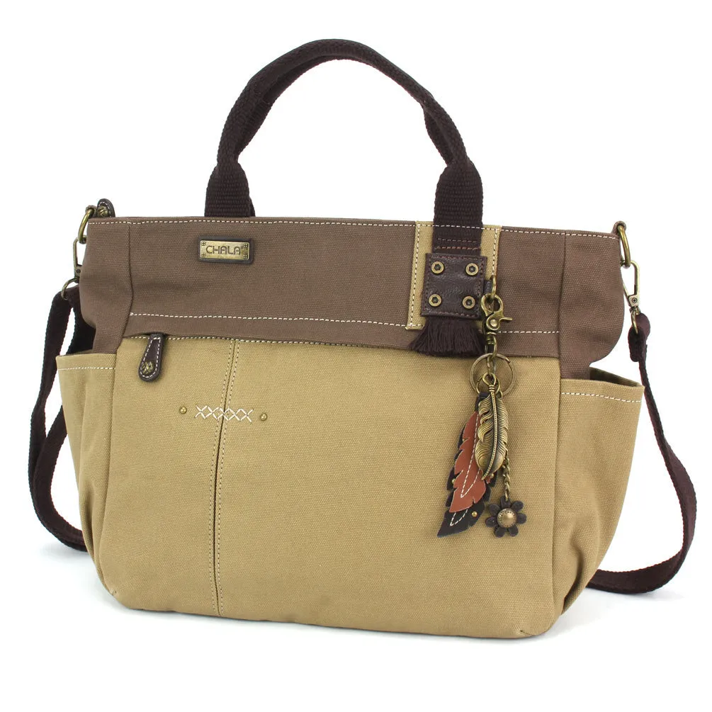 Multi Pocket Tote - Metal Charming Feather