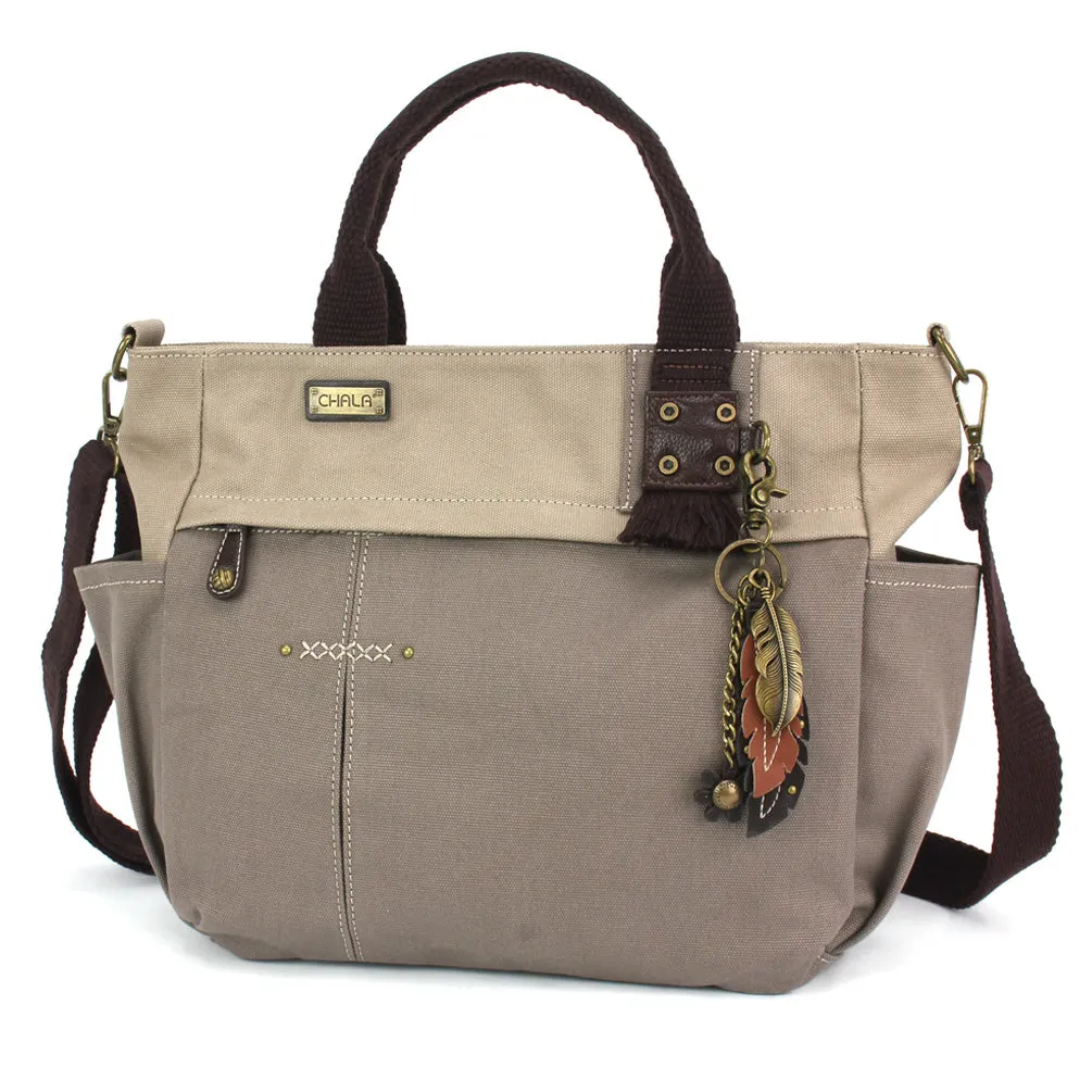 Multi Pocket Tote - Metal Charming Feather