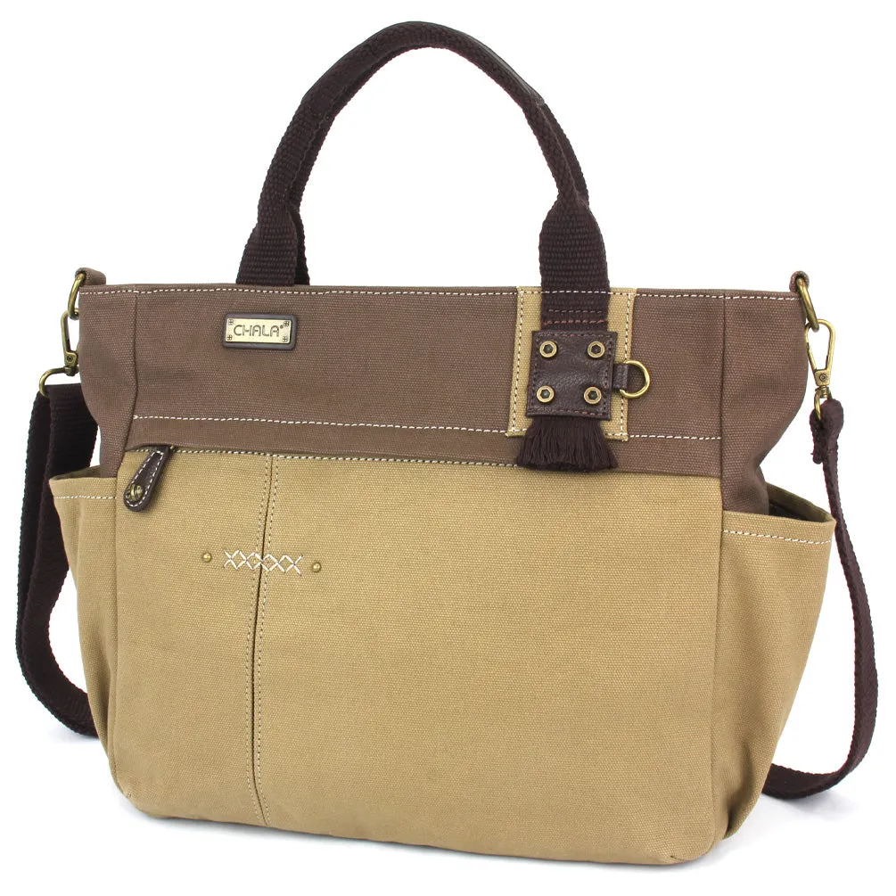 Multi Pocket Tote - Metal Charming Feather