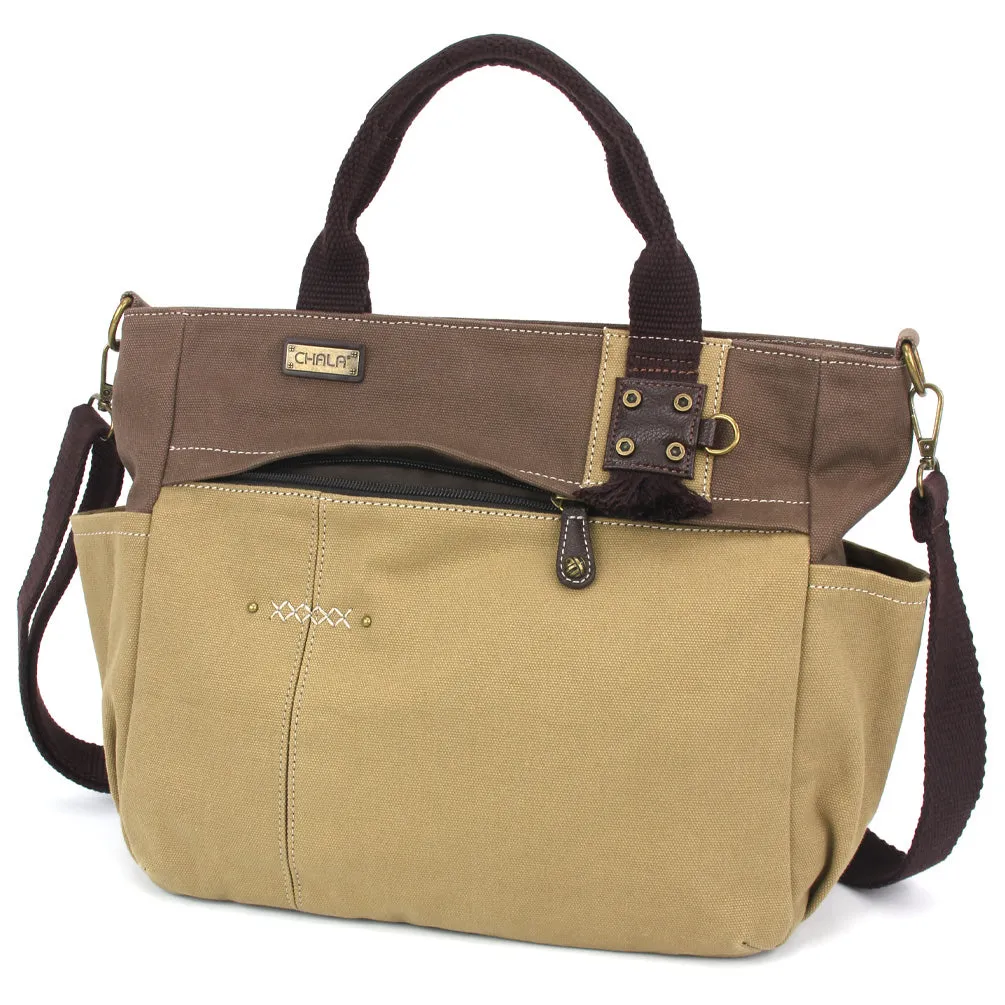 Multi Pocket Tote - Metal Charming Feather