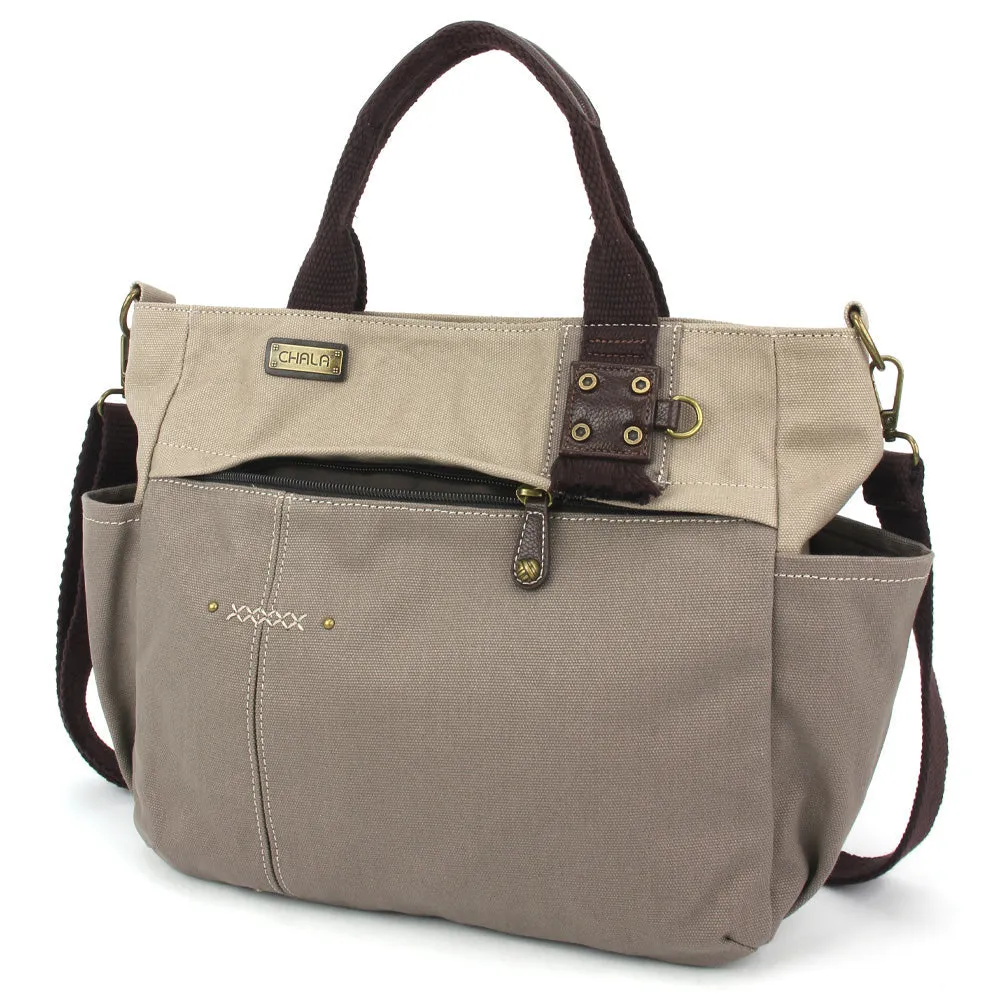 Multi Pocket Tote - Metal Charming Feather