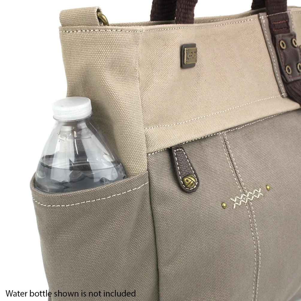 Multi Pocket Tote - Metal Charming Feather