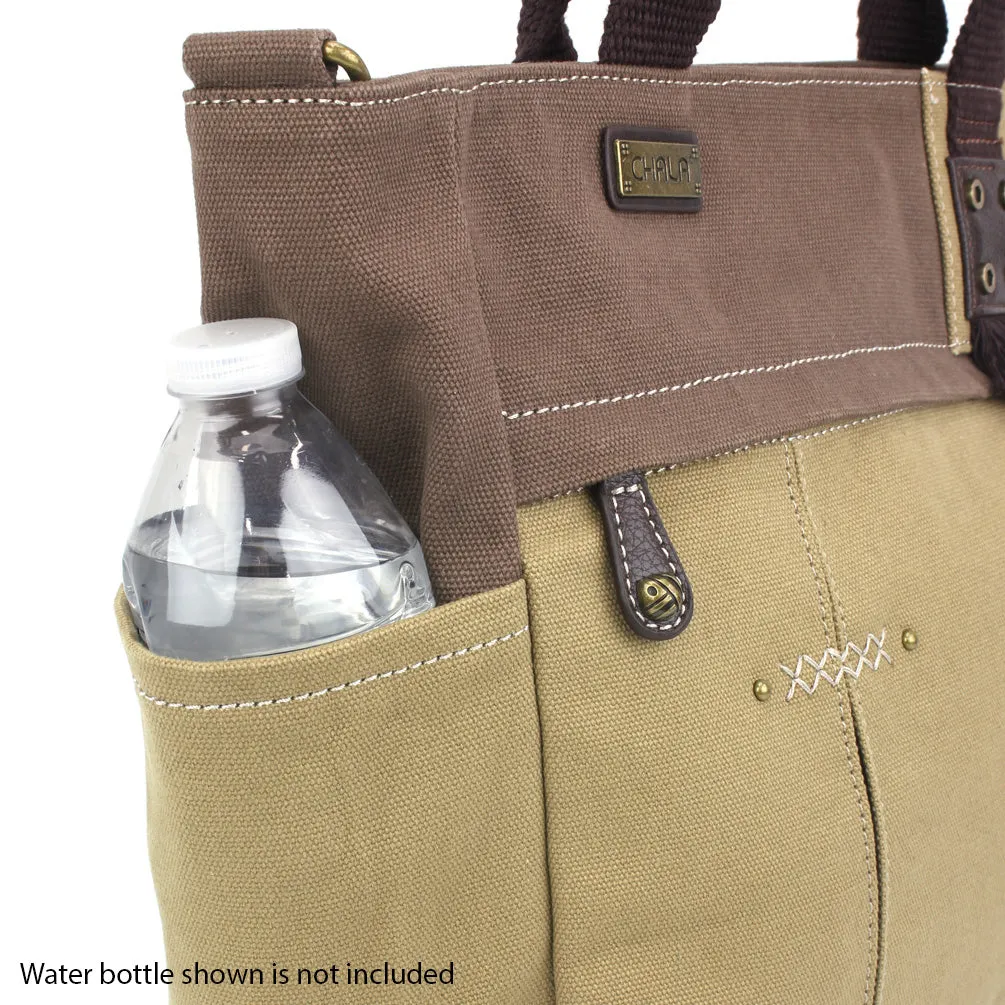 Multi Pocket Tote - Metal Charming Feather