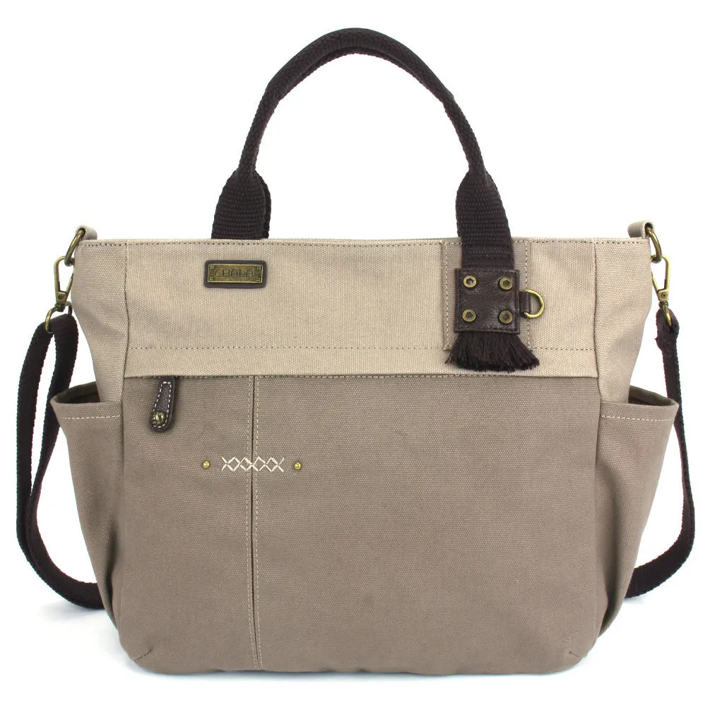 Multi Pocket Tote - Metal Charming Feather