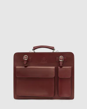 Munich Red - Double Compartment Leather Briefcase