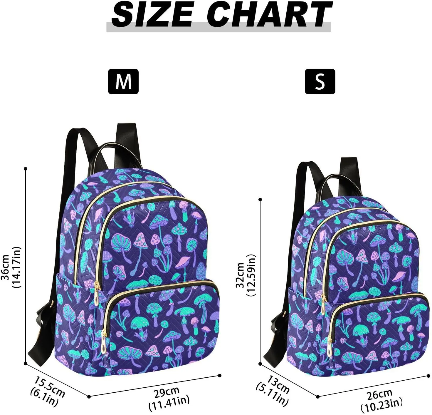 Mushroom Colorful Mini Backpack Fashion Backpack Purse for Women,Handbag Shoulder Bag Casual Daypack, Ladies Gift for College Work (M)