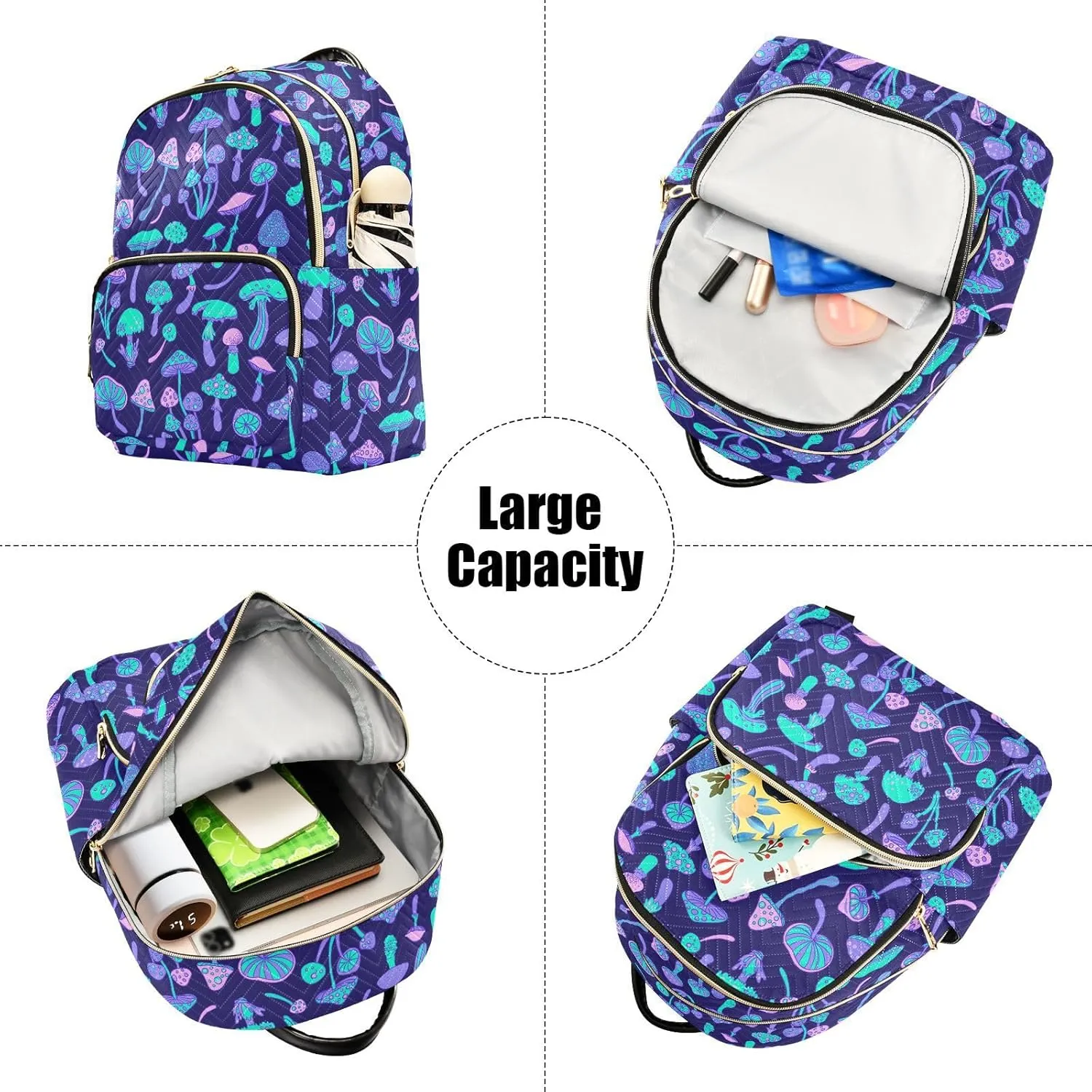 Mushroom Colorful Mini Backpack Fashion Backpack Purse for Women,Handbag Shoulder Bag Casual Daypack, Ladies Gift for College Work (M)