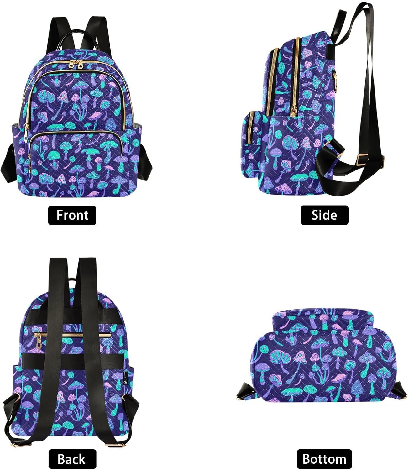 Mushroom Colorful Mini Backpack Fashion Backpack Purse for Women,Handbag Shoulder Bag Casual Daypack, Ladies Gift for College Work (M)