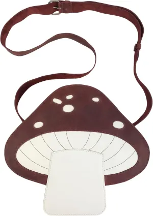 Mushroom-Shaped Shoulder Bag with Adjustable Strap, Crossbody Bag, Travel Bag, Messenger Bag, Full Grain Leather, Handmade, Sangria