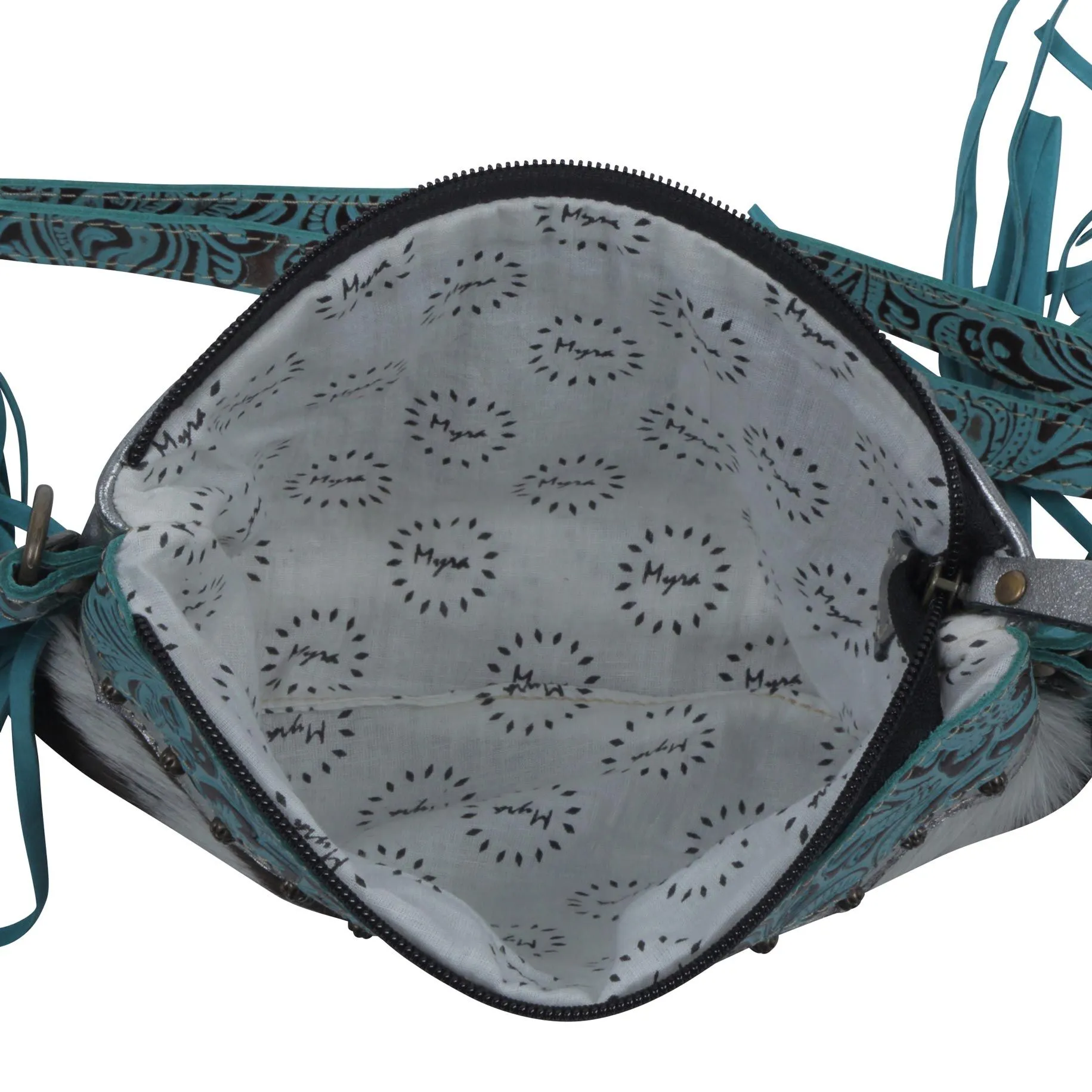 Myra Leather Fringe Crossbody-Azure