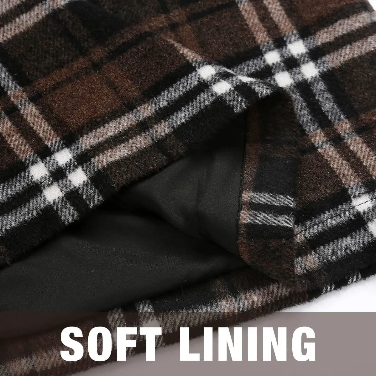 Mywinway Plaid Mini Skirt for Women Fall Winter High Waist A Line Bodycon Pencil Fall Skirts
