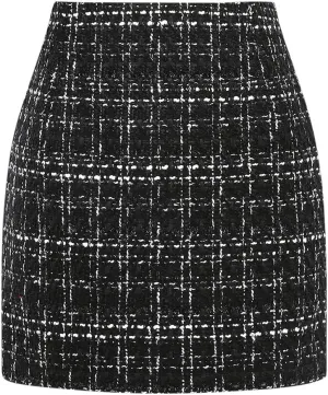 Mywinway Plaid Mini Skirt for Women Fall Winter High Waist A Line Bodycon Pencil Fall Skirts