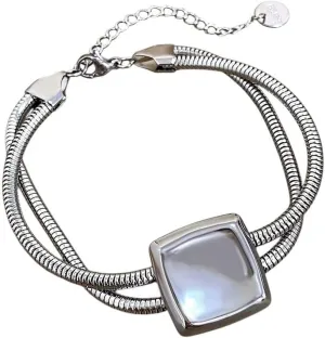 New 2025 Block Geometry Drawstring For Women Bracelet Trendy Snakeskin Double Chain Creative Gold Color Luxury Jewelry Classic Fashion Accessories Gift