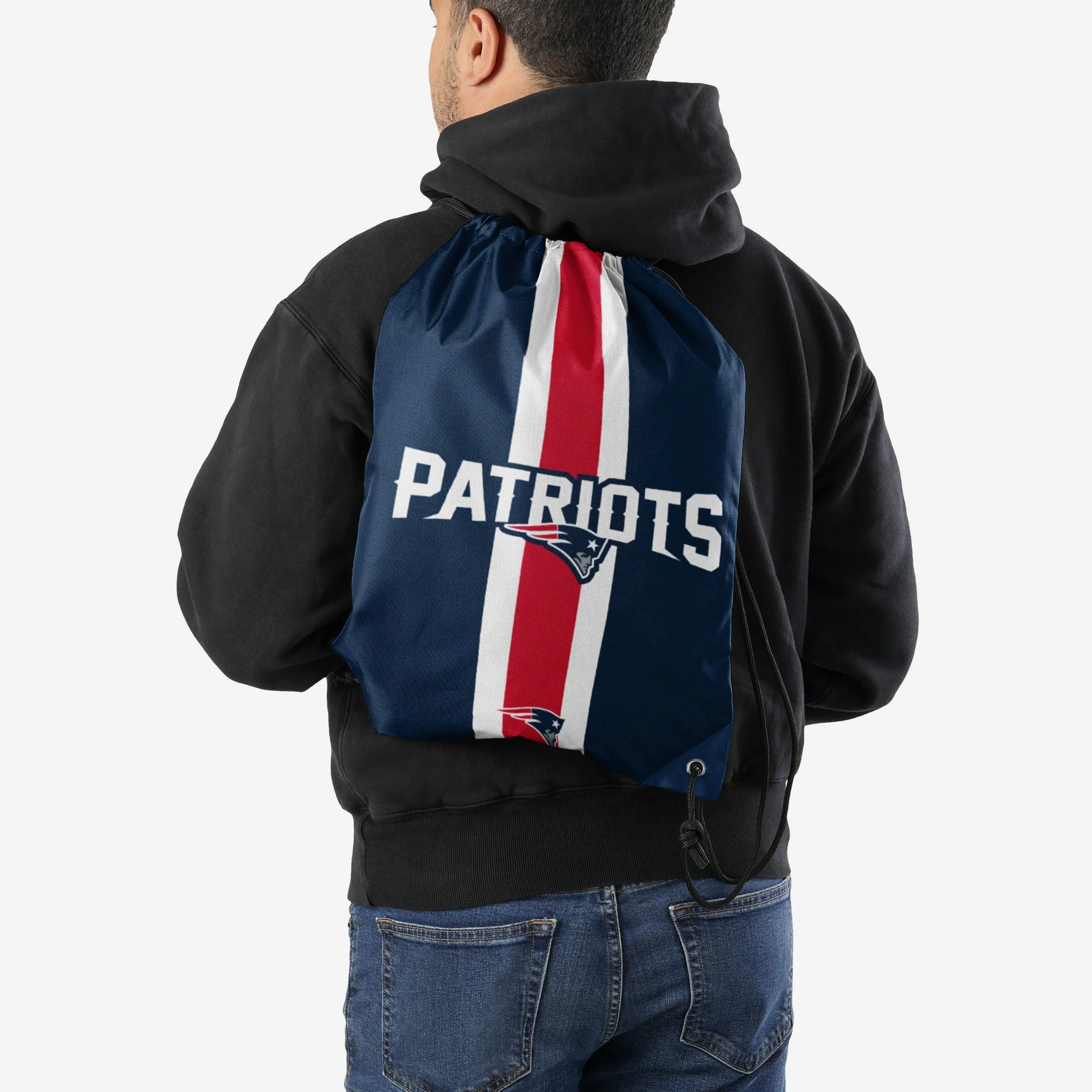 New England Patriots Team Stripe Wordmark Drawstring Backpack