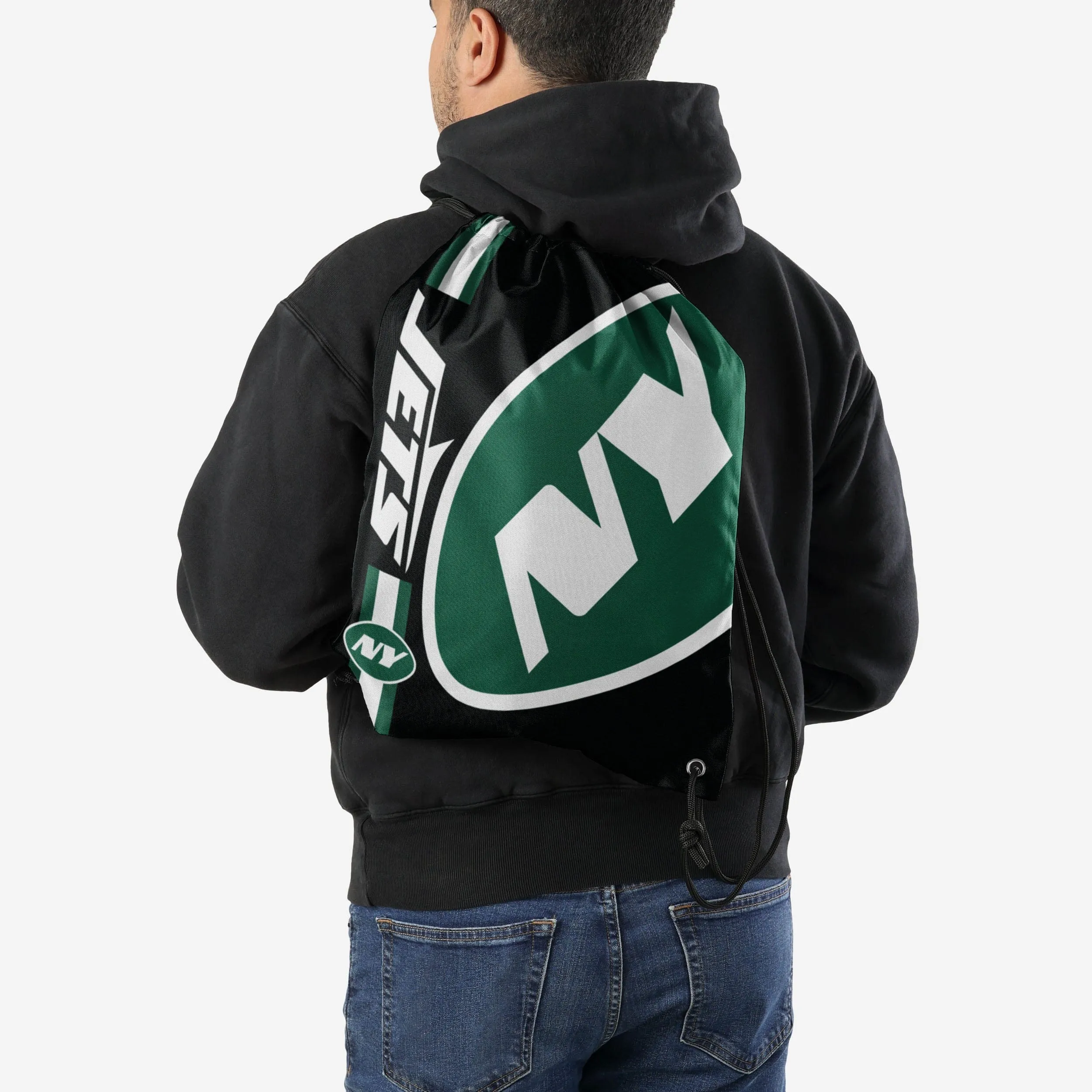 New York Jets Black Alternate Color Big Logo Drawstring Backpack
