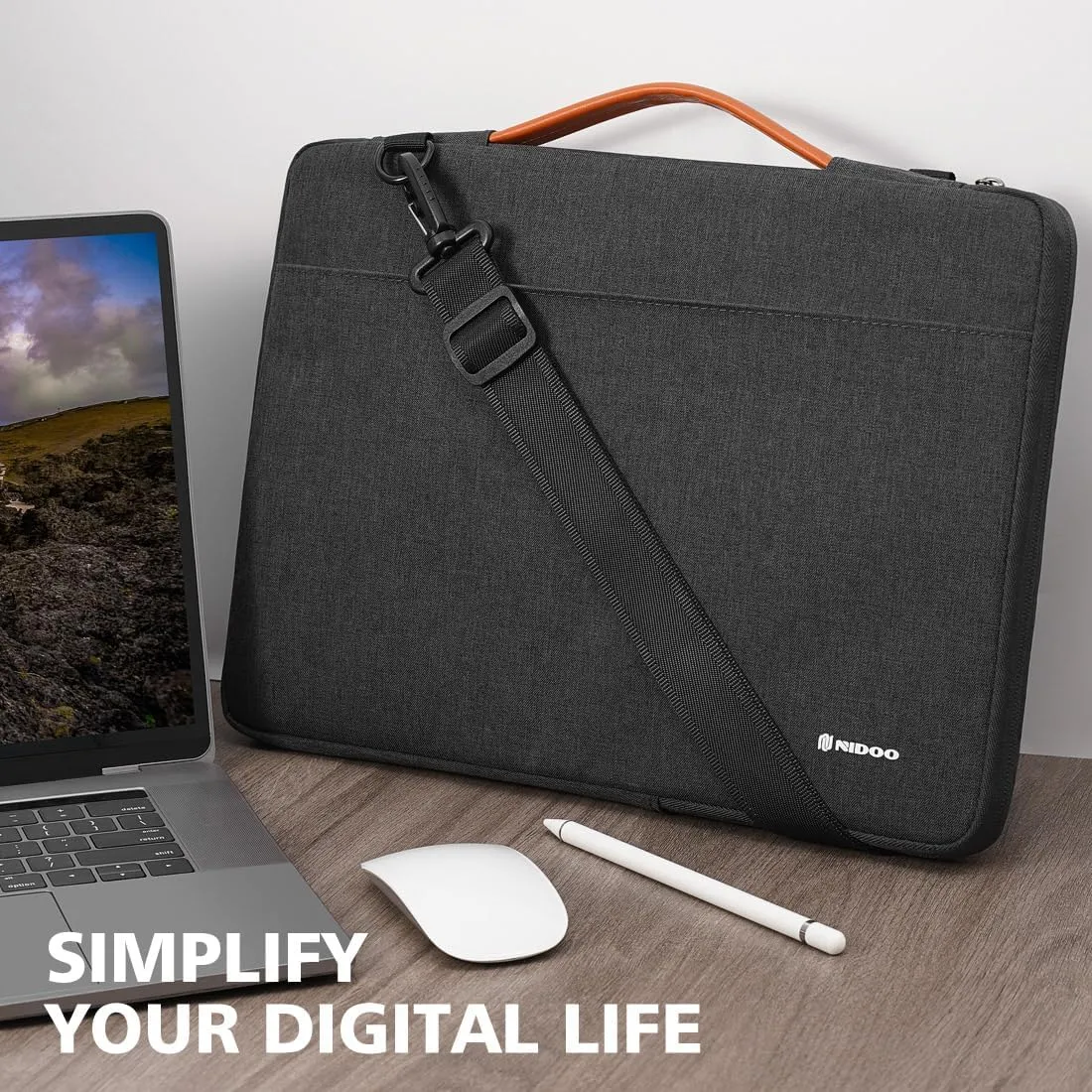 NIDOO 15.6" Laptop Sleeve case: Notebook Shoulder Handbag for 15.6" Laptops (IdeaPad 3i, Legion 5i/7i, ThinkPad T15/E15, Acer Swift 3, Legion 7i)