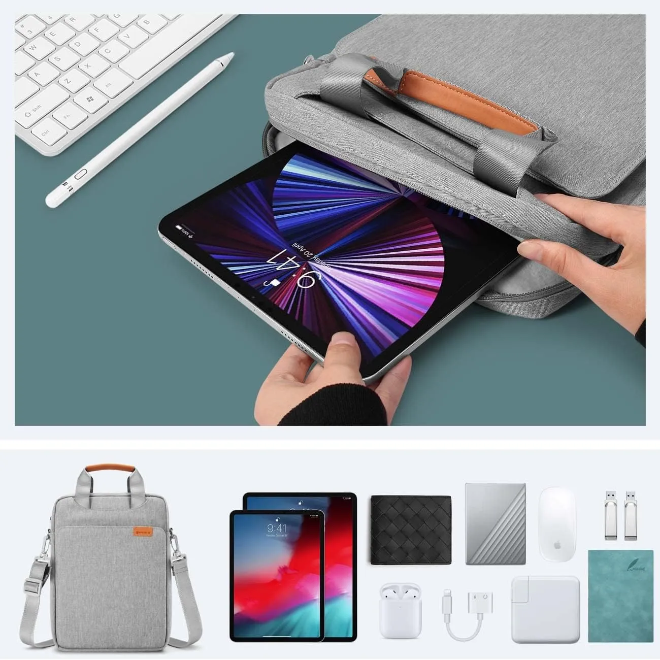NIDOO Laptop Shoulder Bag for 13" MacBook Pro M2 M1 / 13.6" MacBook Air M2 / 12.9" iPad Pro M1 / 13" Surface Pro X 8 / Surface Laptop Go, Vertical Laptop Sleeve for 13" Galaxy Book Pro/Dell XPS 13