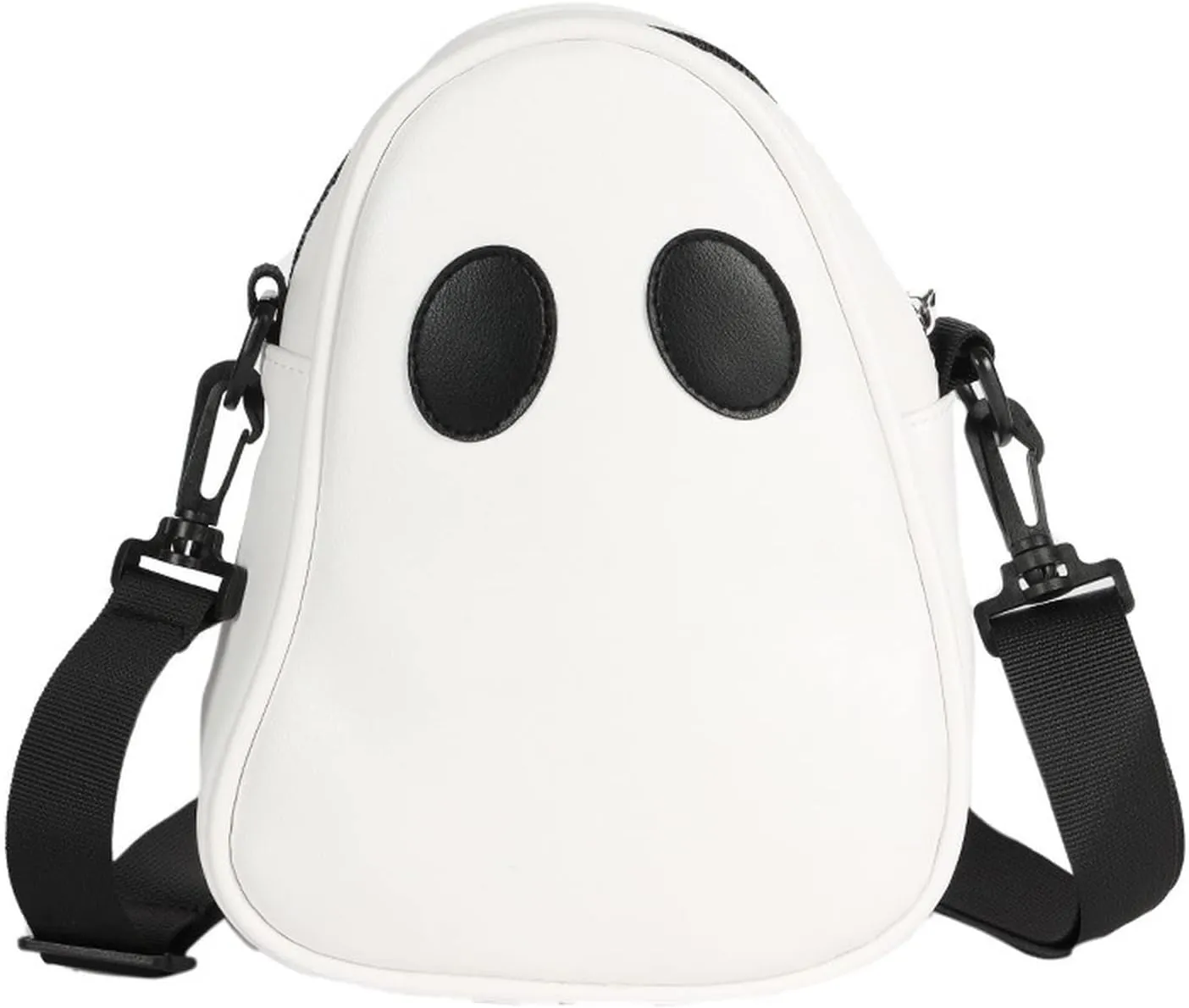 Novelty Devil Ghost Mini Crossbody Bag, PU Leather Gothic Adjustable Strap Couple Shoulder Bag for Halloween, Casual (White)