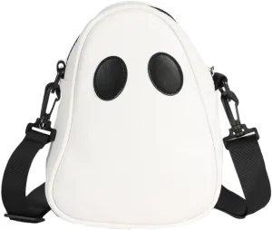 Novelty Devil Ghost Mini Crossbody Bag, PU Leather Gothic Adjustable Strap Couple Shoulder Bag for Halloween, Casual (White)