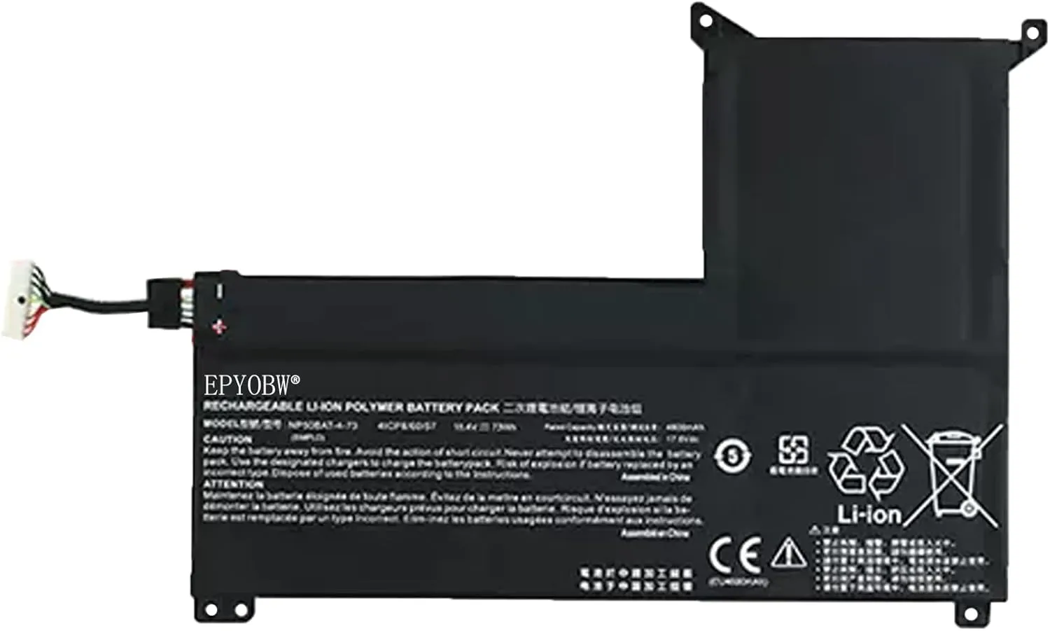 NP50BAT-4-73 Laptop Battery 73Wh 4730mAh 4-Cell 15.4V Compatible with HASEE TX8R7 TX8R9 TX9R7 TX9R9 / CLEVO X15AT X17AT Series