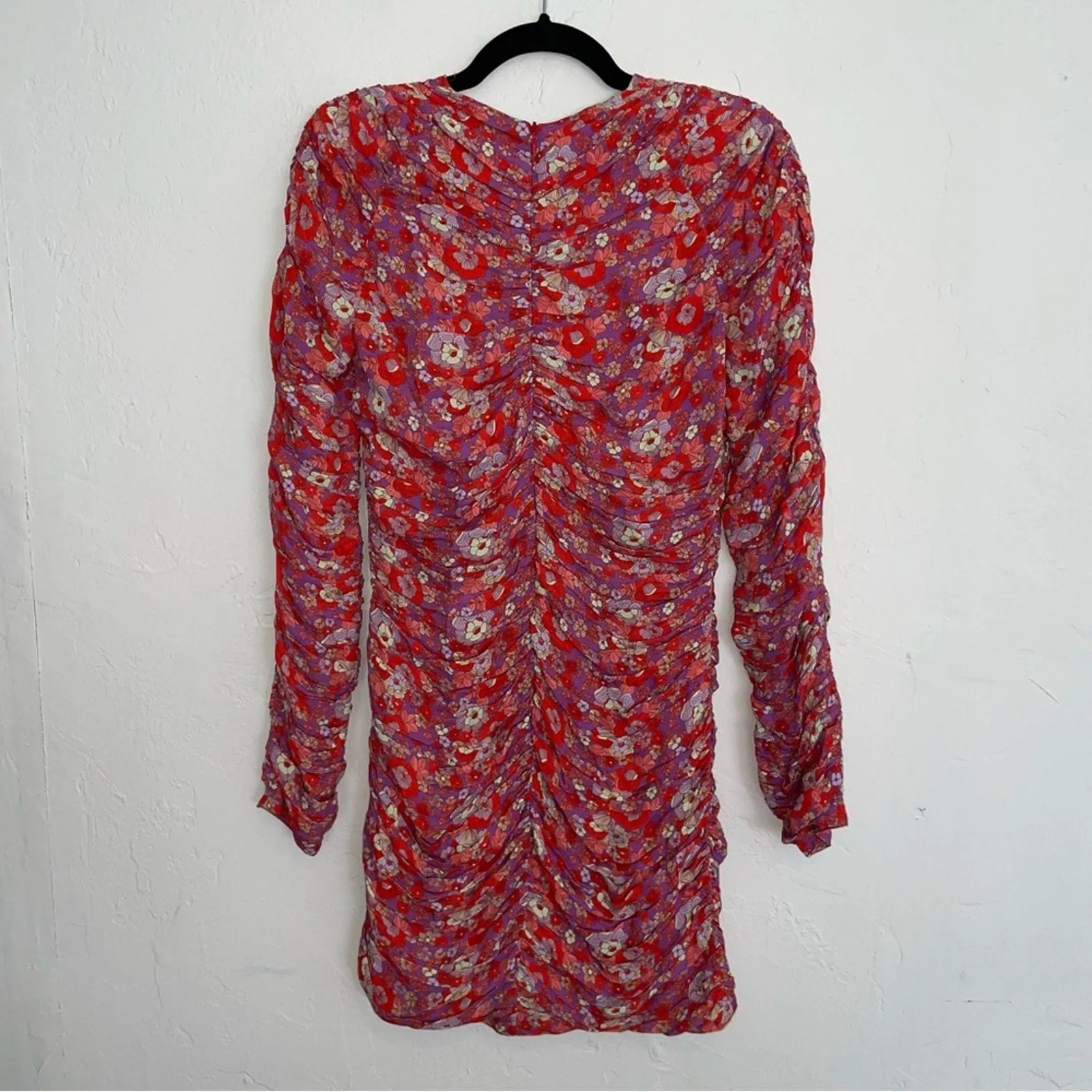 NWT RÓHE Sadie Floral Ruched Bodycon Long Sleeve Mini Dress (4)