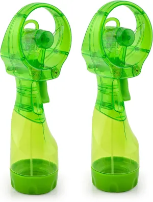O2COOL Deluxe Handheld Battery Powered Water Misting Fan (Green) 2 Pack