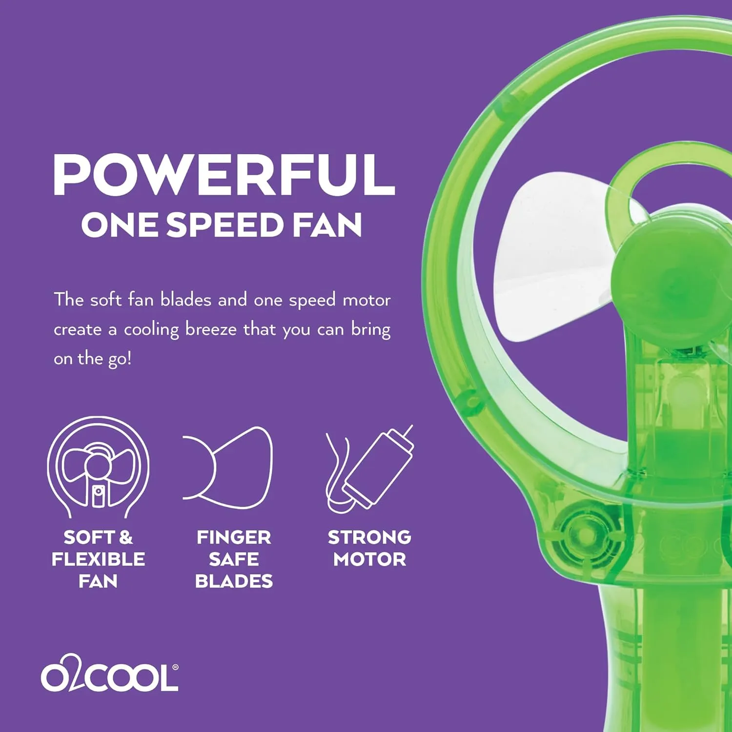 O2COOL Deluxe Handheld Battery Powered Water Misting Fan (Green) 2 Pack