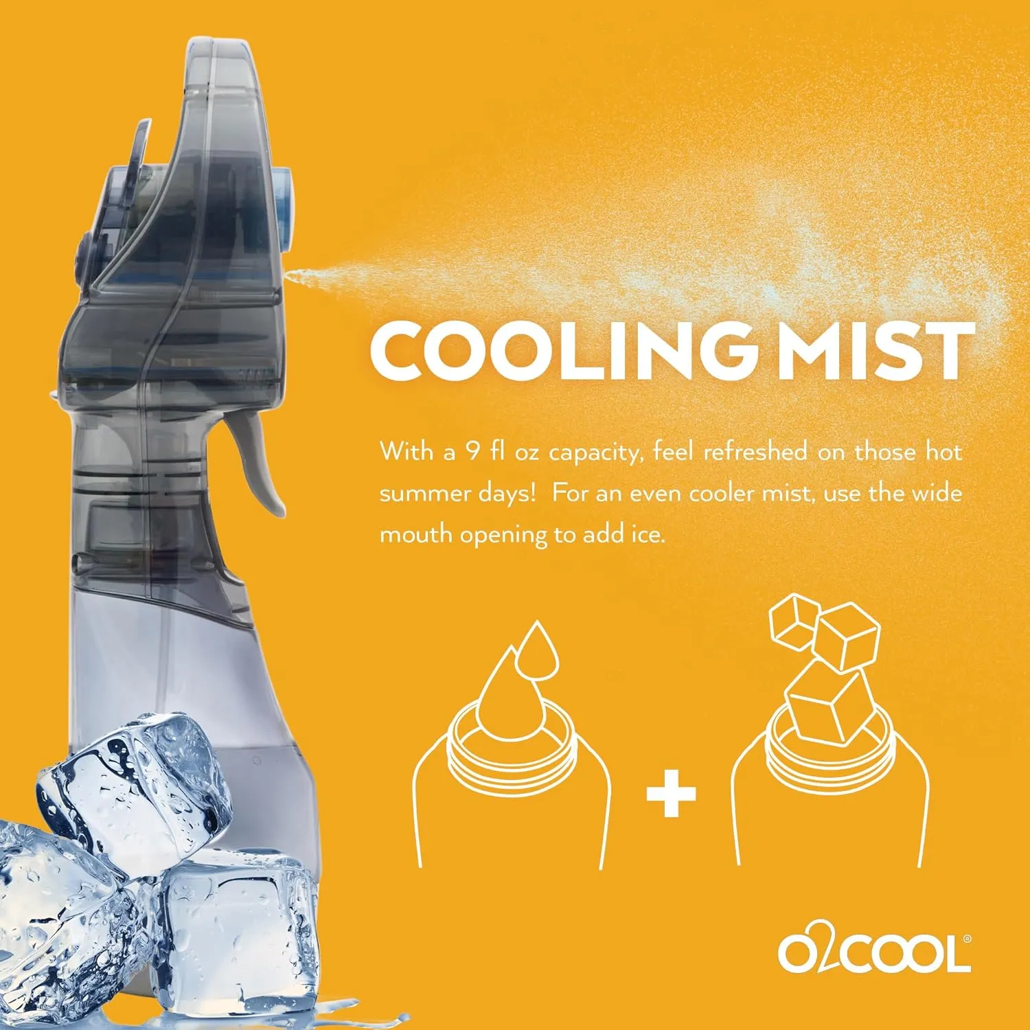 O2COOL Deluxe Handheld Battery Powered Water Misting Fan (Grey) 2 Pack