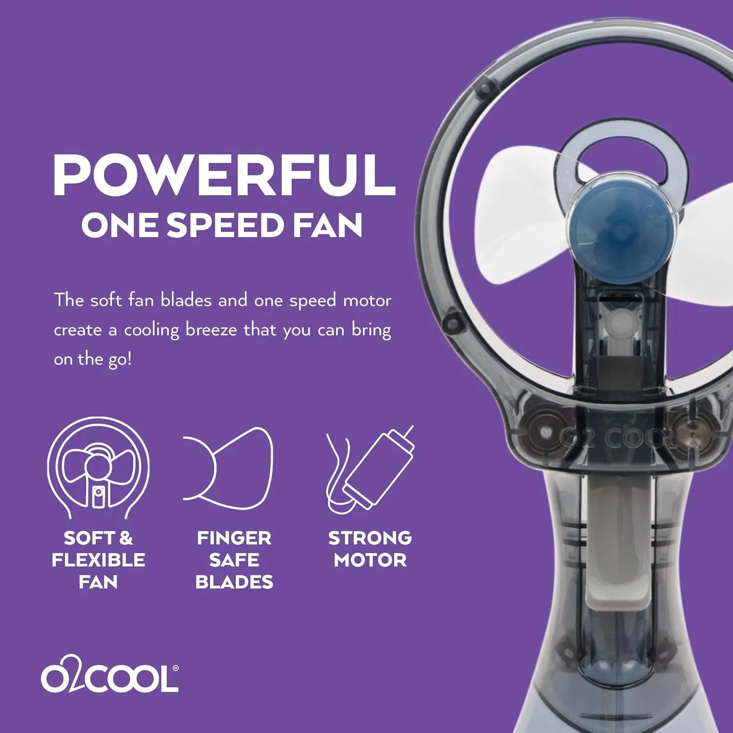 O2COOL Deluxe Handheld Battery Powered Water Misting Fan (Grey) 2 Pack