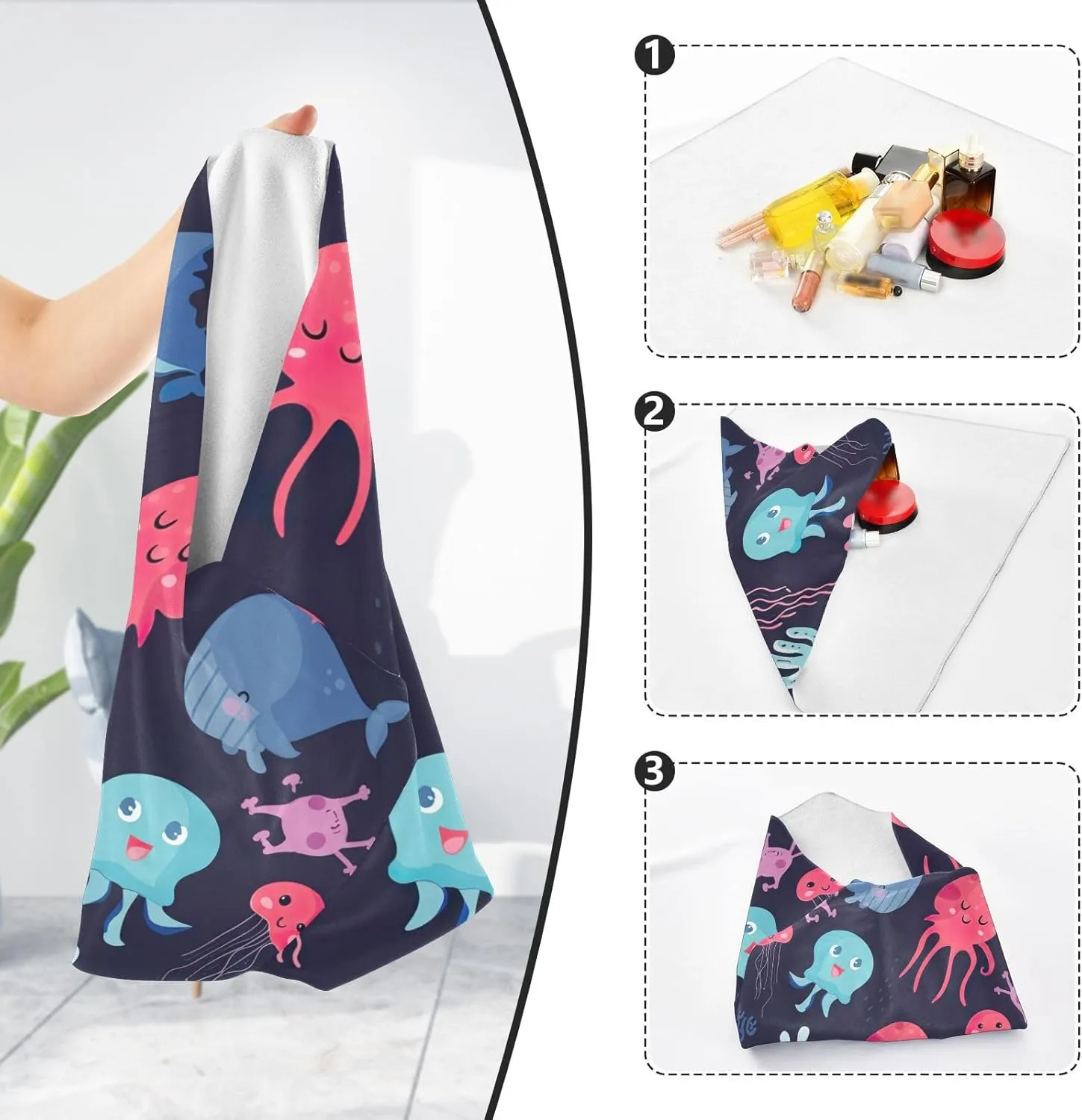 ODAWA Camera Lens Wrap Cloth Cute Sea Creatures Self Adhesive Cloth 17.7"x17.7" Wrap Protection for Camera and Lens