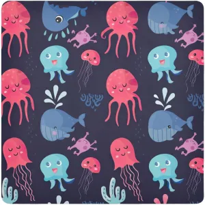ODAWA Camera Lens Wrap Cloth Cute Sea Creatures Self Adhesive Cloth 17.7"x17.7" Wrap Protection for Camera and Lens