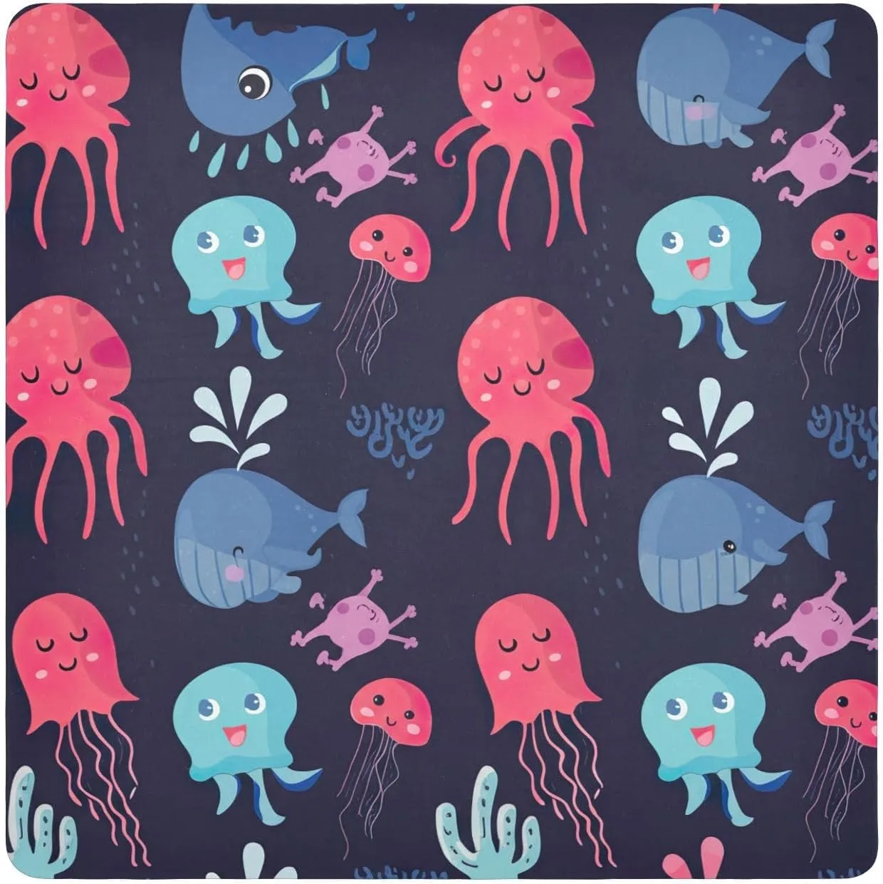 ODAWA Camera Lens Wrap Cloth Cute Sea Creatures Self Adhesive Cloth 17.7"x17.7" Wrap Protection for Camera and Lens