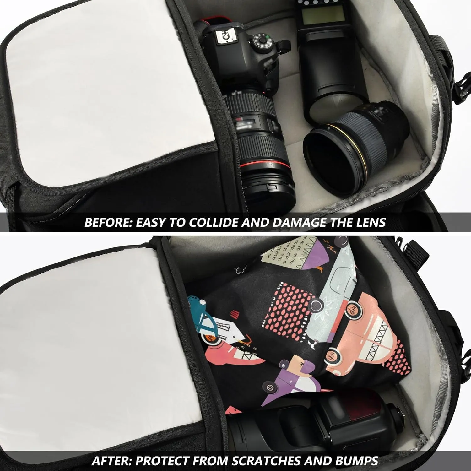 ODAWA Cute Pastel Cars 21.7"x21.7" Self-adhesive Cloth Protective Camera Lens Wrap, Easy-Storage Magic Cloths for Camera Tablet Laptop