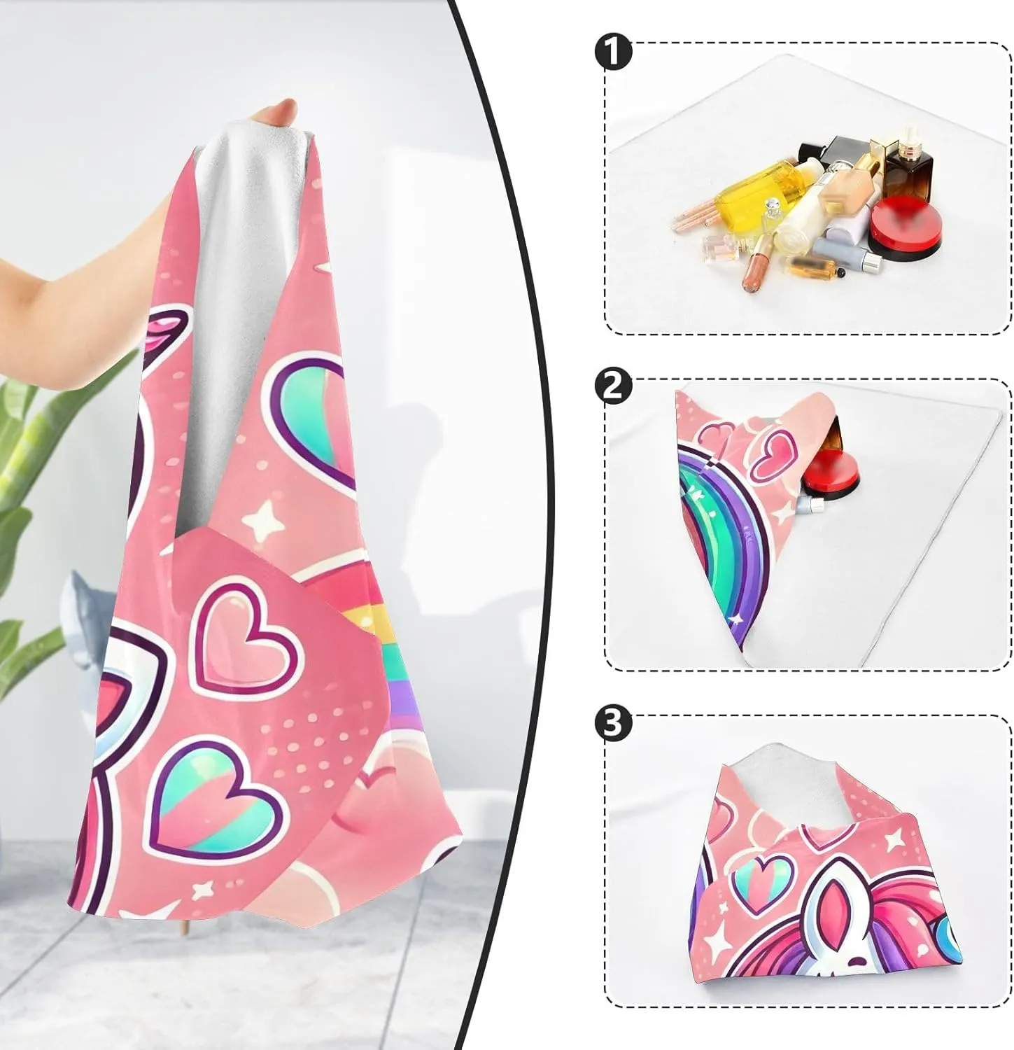ODAWA Magic Cloth Cosmetic 21.7 In, Cute Unicorn Pink Self-adhesive Cloth Protective Camera Wrapper, Lightweight Cloths Wrap for Camera Lens