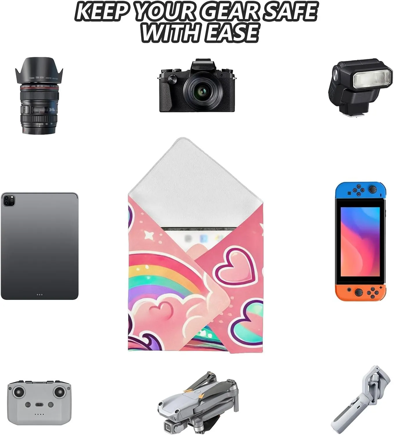 ODAWA Magic Cloth Cosmetic 21.7 In, Cute Unicorn Pink Self-adhesive Cloth Protective Camera Wrapper, Lightweight Cloths Wrap for Camera Lens
