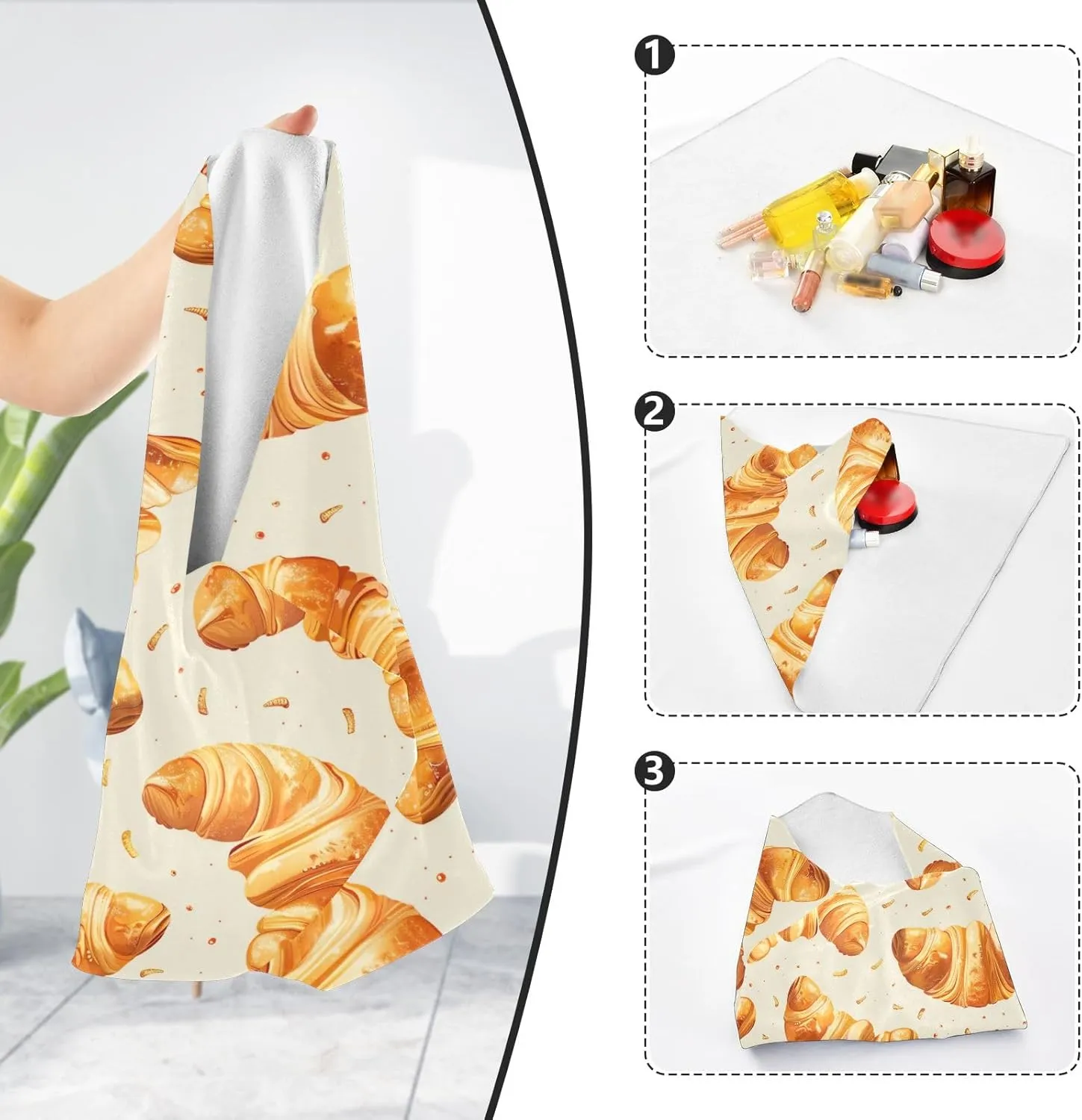 ODAWA Self Adhesive Cloth 21.7"x21.7" Beige Croissants Camera Protective Cover Wrap Protection for Camera and Lens