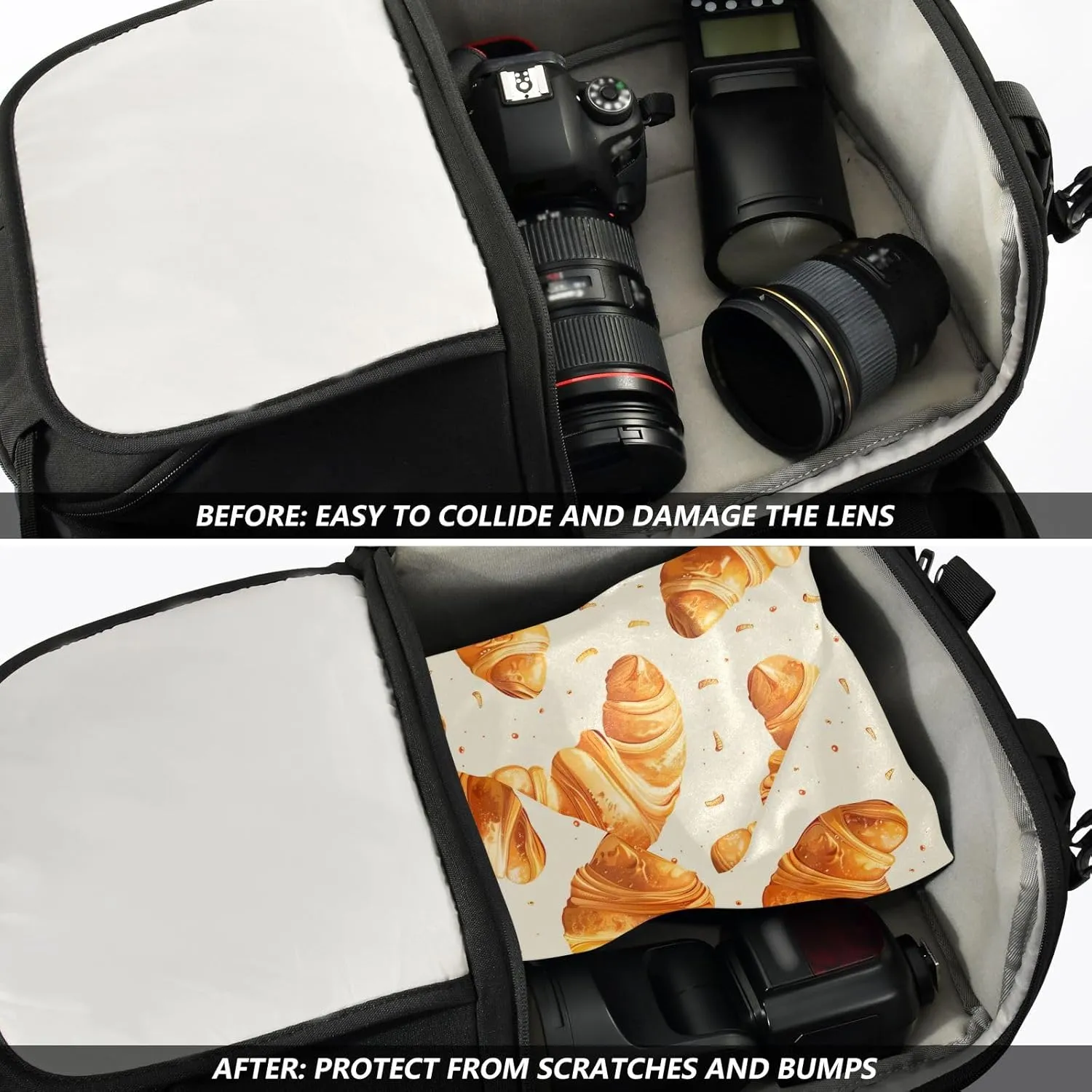 ODAWA Self Adhesive Cloth 21.7"x21.7" Beige Croissants Camera Protective Cover Wrap Protection for Camera and Lens