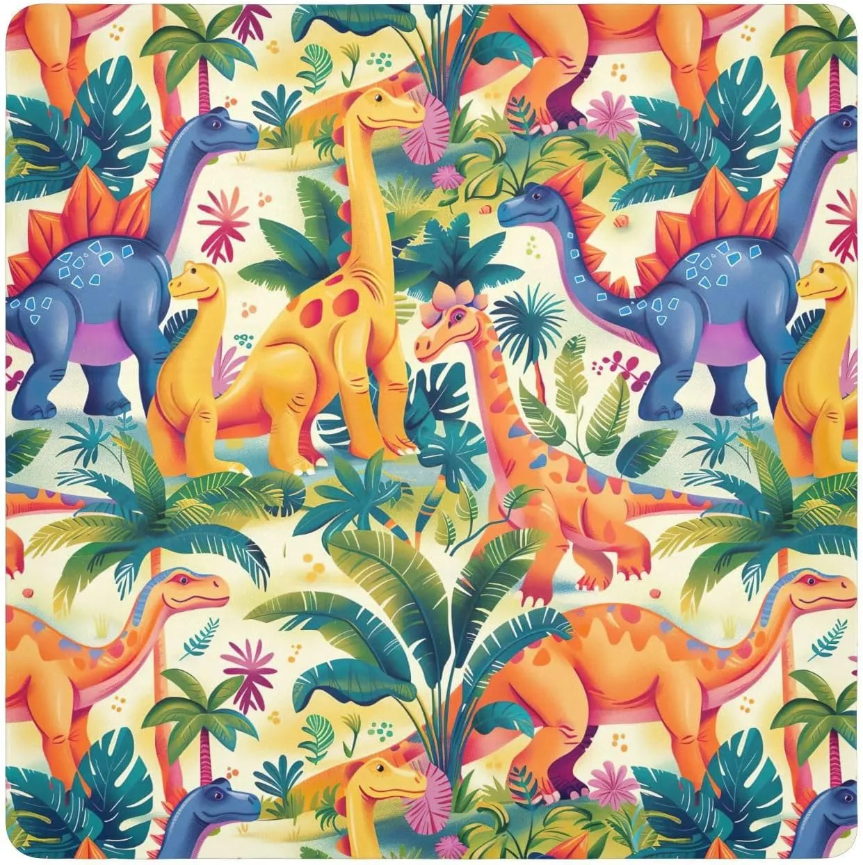 ODAWA Self-adhesive Magic Cloth Makeup Bag 17.7 In, Cute Dino Jungle Multicolor Magic Self-adhesive Storage Protective Cloth Tablet Laptop