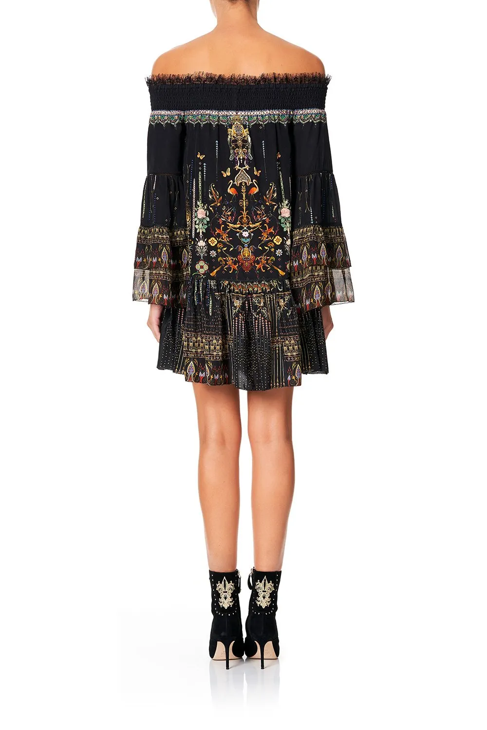 OFF SHOULDER DRESS WITH SMOCKING REBELLE REBELLE