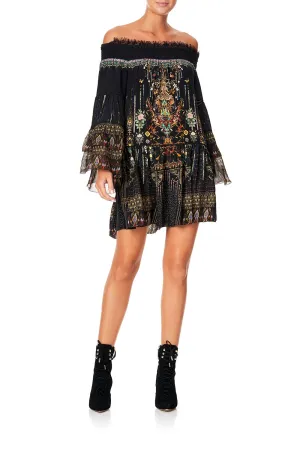 OFF SHOULDER DRESS WITH SMOCKING REBELLE REBELLE