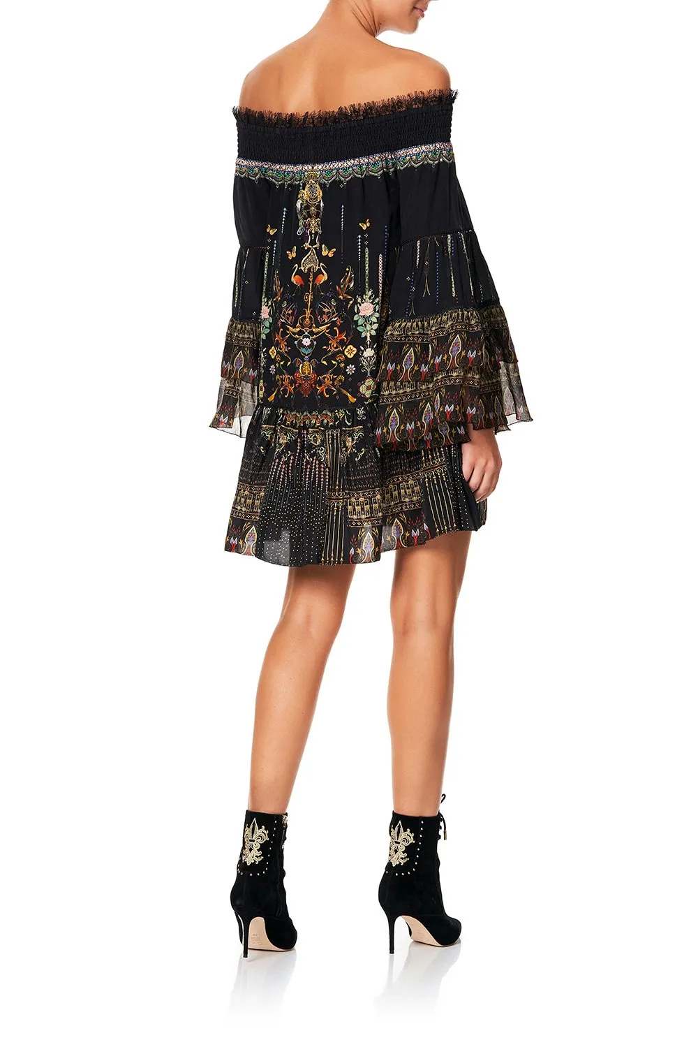 OFF SHOULDER DRESS WITH SMOCKING REBELLE REBELLE