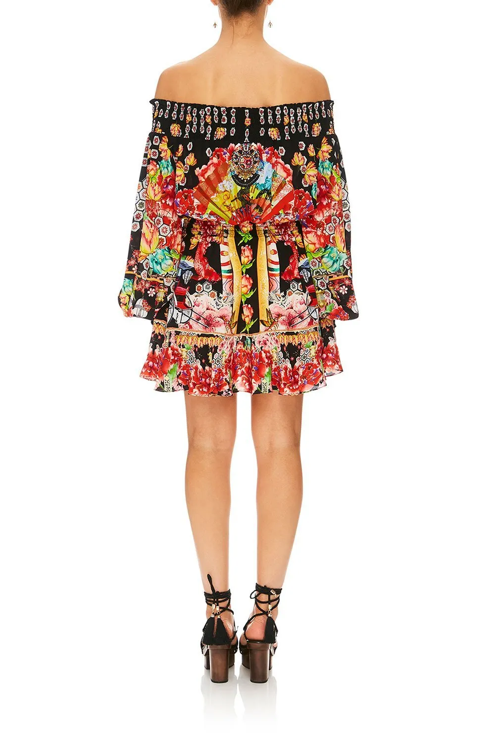 OFF SHOULDER SHORT DRESS PAINTED LAND