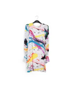 Off-white mini dress with colorful splatters