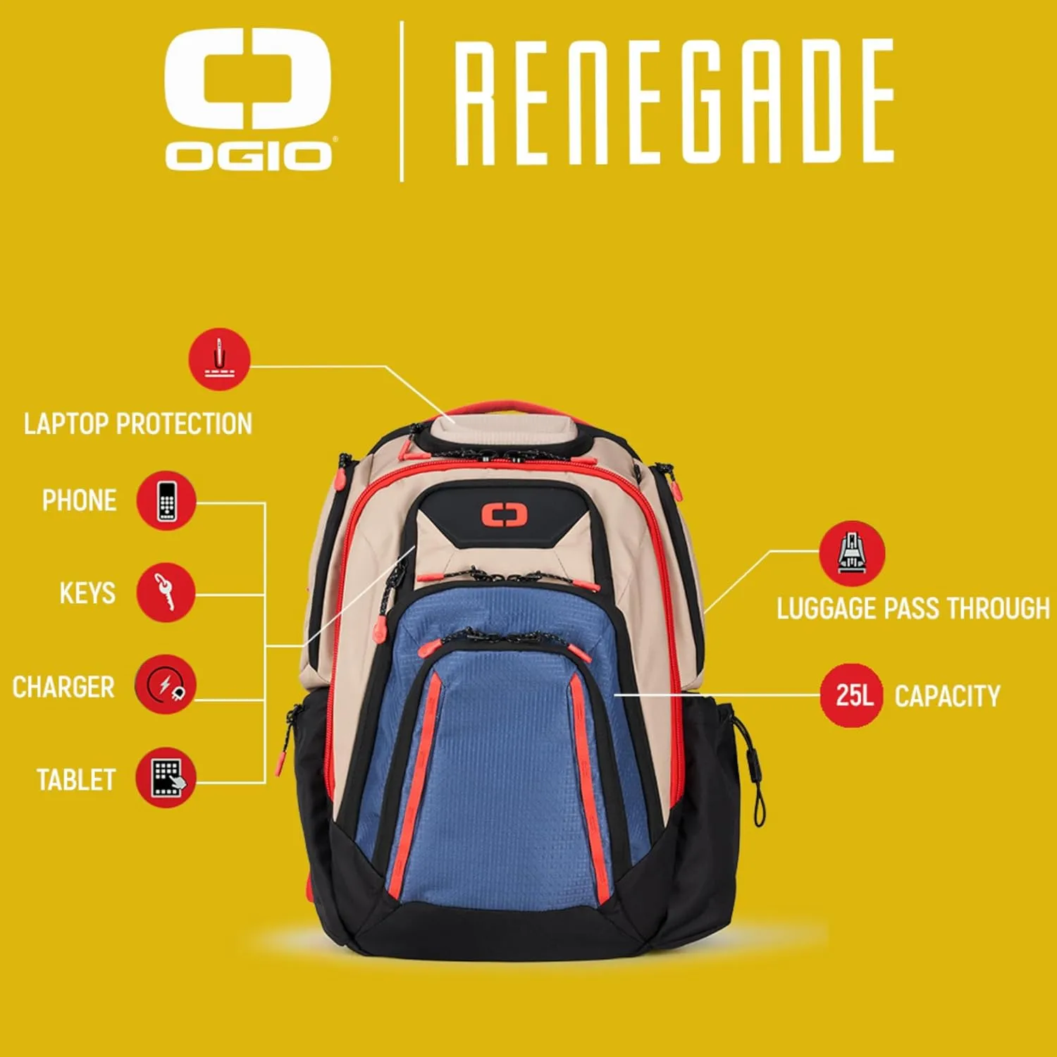 OGIO Renegade PRO Backpack (Renegade Pro, Heather Gray), Medium