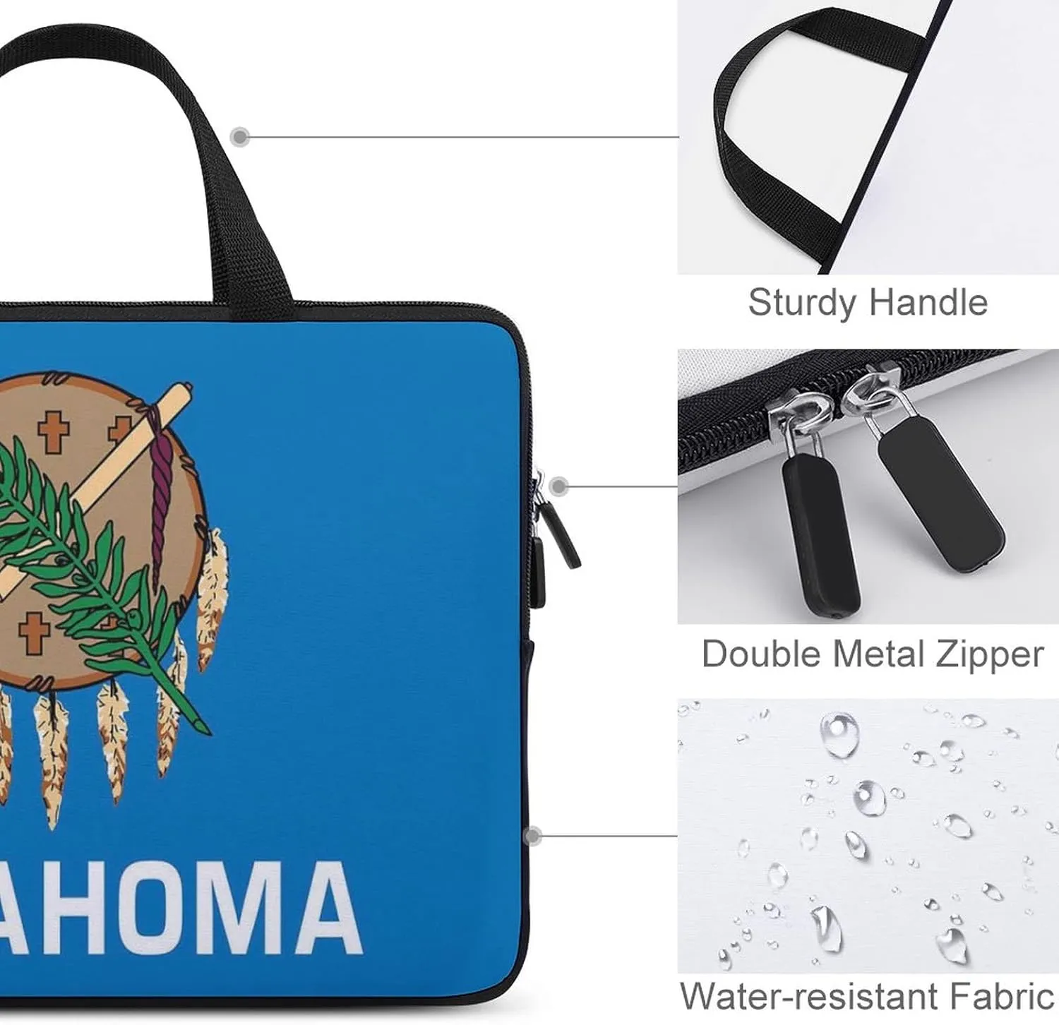 Oklahoma Flag Laptop Bag Laptop Case Sleeve Work Laptop Shoulder Bag Portable Travel Laptop Briefcase