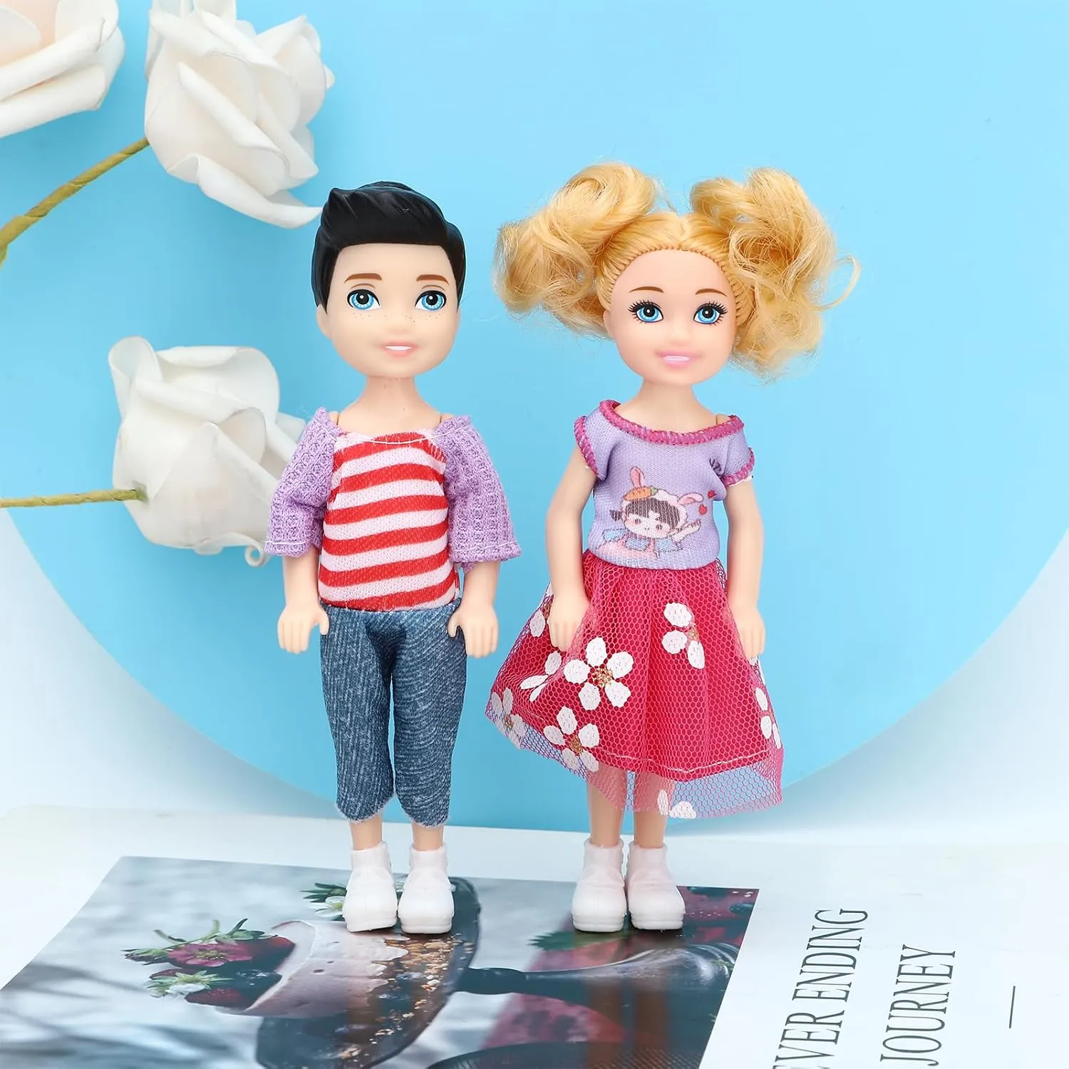 ONEST 10 Sets 5 Inch Mini Dolls with Doll Clothes Party Grown Outfits Doll Accessories for Kids