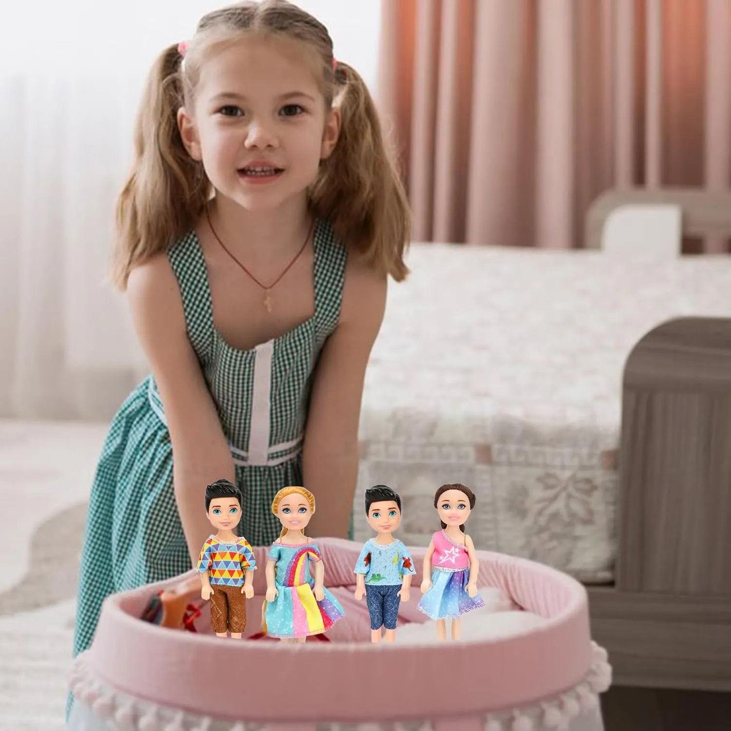 ONEST 10 Sets 5 Inch Mini Dolls with Doll Clothes Party Grown Outfits Doll Accessories for Kids